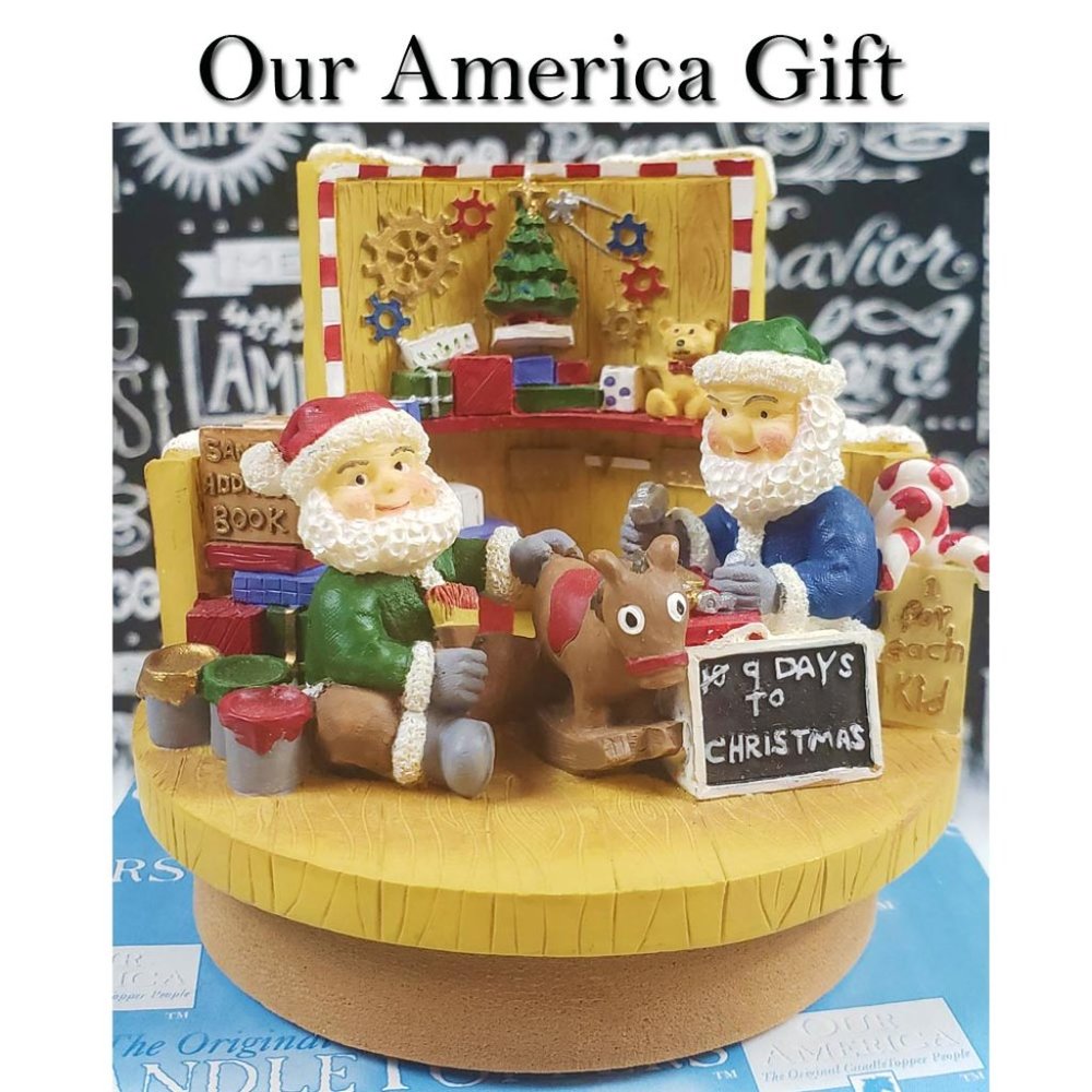 Santa's Workshop Christmas Candle Topper